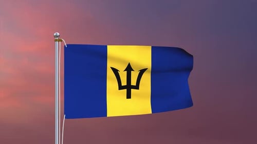 Barbados Flag Waving Realistic 3D Animation