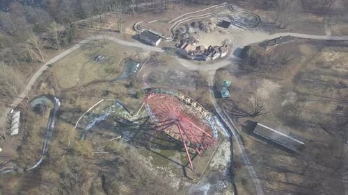 AERIAL: Abandoned Theme Park Ferris Wheel, Berlin Spreepark