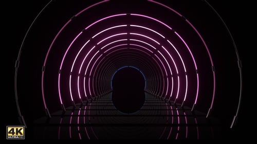 Seamless Neon Light Tunnel Background Loop