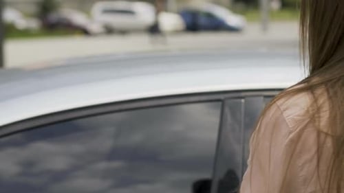 Happy Woman Buying New Car, Showing Keys at Camera, Successful Businesswoman
