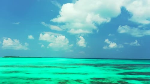 Aerial drone view landscape of beautiful sea view beach vacation by blue sea with bright sand backgr