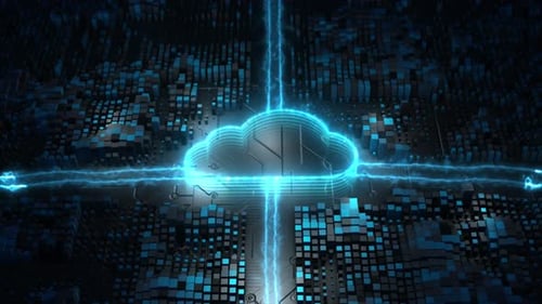 Futuristic Cloud Computing Data Transfer Digital Animation