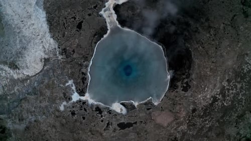 Drone Above Hot Steaming Spring