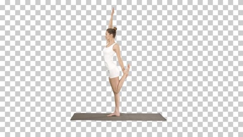 Joven mujer atractiva yogui practicando, Alpha Channel