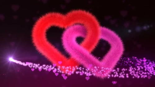 Animated Fluffy Intertwined Hearts for Romantic Celebrations
