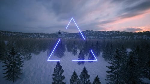Nature Landscape with Glow Colorful the Triangle Shines Futuristic Background
