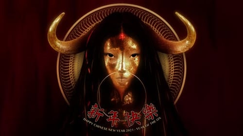 Golden Ox Mask with Horns Chinese New Year Greeting