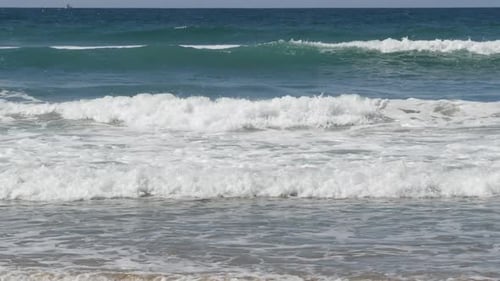 Pacific Ocean Big Waves Splashing California Coast Seascape USA