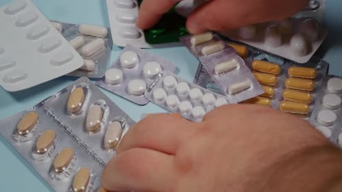 Pile of Medication Pills and Capsules in Blisterpacks