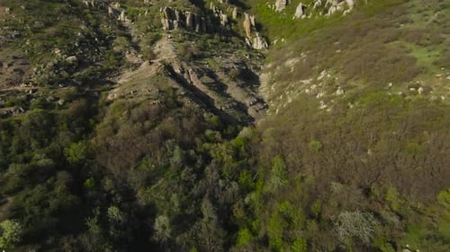 Various rock formations in mountains