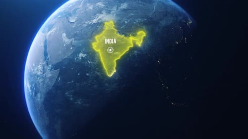 Earh Zoom In Space To India Country Alpha Output