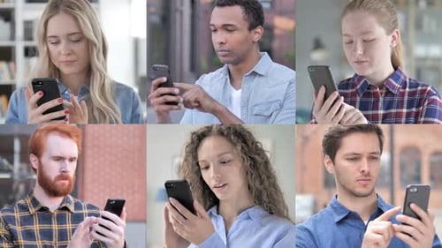 Collage of Young People Using Smartphone