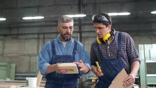 Two Craftsmen Walking along Workshop