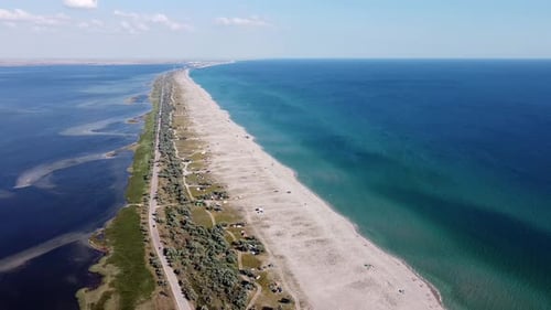 Spectacular Bird'seye View of the Coast Where Tourists Rest Without Civilization