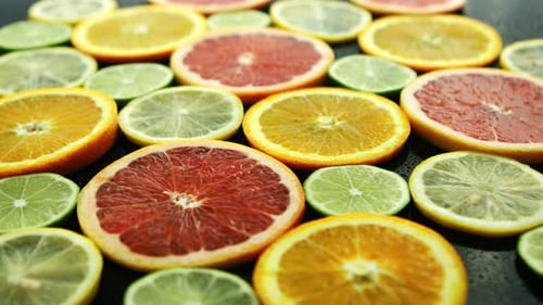 Sliced Citrus Fruits Close Up