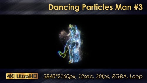 Abstract Glowing Particle Human Figure Dancing Loop