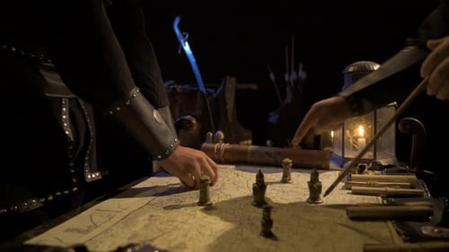 Medieval War Strategy Planning by Candlelight