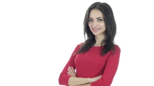 Smiling Young Woman, White Background