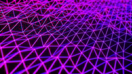 Abstract Neon Geometric Grid Waving Background