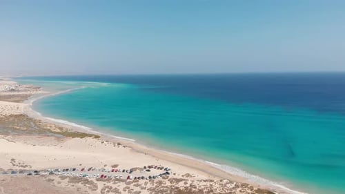 Fuerteventura - Aerial View Of Playa Sotavento, Risco Del Paso Near Jandia