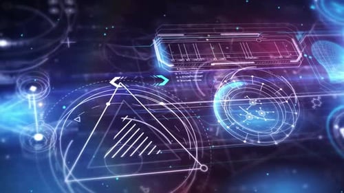 Glowing Futuristic Digital HUD Interface Screens Animation