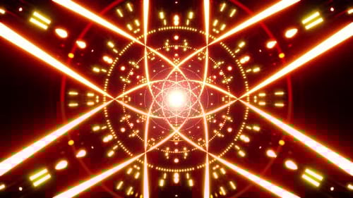 Red and Yellow Light Glitter Symbol Tunnel