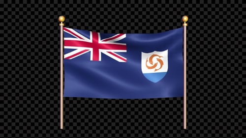 Anguilla Flag Realistic Waving Loop Animation