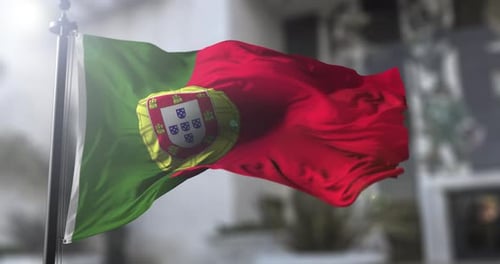 Realistic Portugal Flag Waving Animation