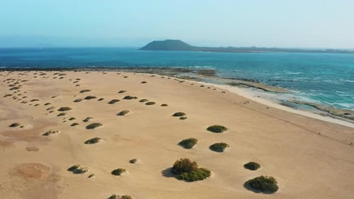 Aerial View of Uninhabited Lobos Island Near Fuerteventura in Atlantic Ocean
