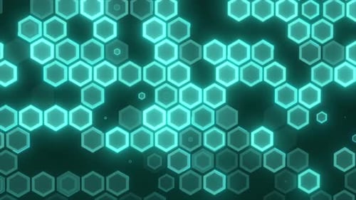 Fondo de animación hexagonal brillante, fondo digital de tecnología de ciencia ficción, alto digital abstracto