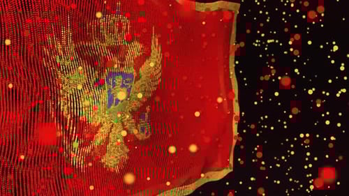 Montenegro Flag Digital Animation with Particle Effects