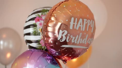 Close Up View of "Happy Birthday" Balloons