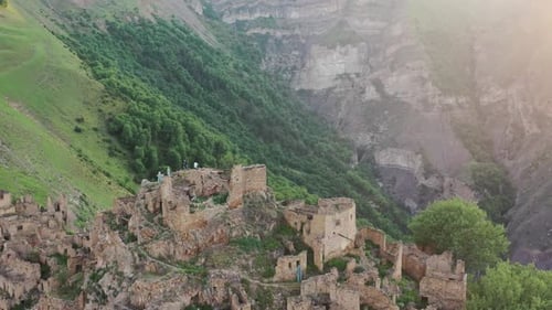Mountain Landscape and Old Ruined City