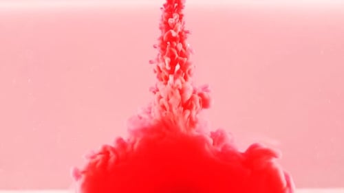 Red Ink Cloud Bursting in Liquid