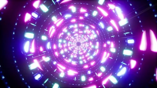 Abstract Glowing Circle Rotation Blinking Vj Tunnel 4K 06