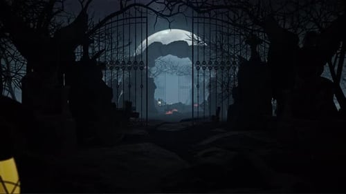 Animated Spooky Halloween Gate Scene