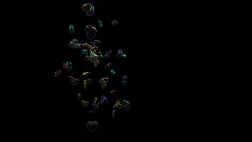 Iridescent Heart Bubbles Floating Up Background Loop