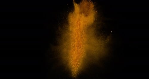 Turmeric, curcuma longa, Powder falling against Black Background, Indian Spice, Slow Motion 4K