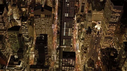 Night Lights in illuminated City Metropolis