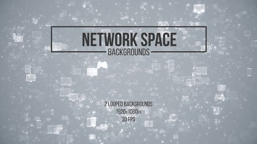 Animated Technology Network Space Icons Looping Background