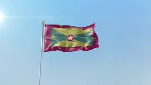 Realistic 3D Flag of Grenada Waving in the Wind