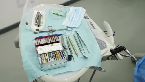 Medical tools inside a dental clinic