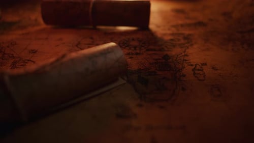 Close Up of a Old Vintage Map with Countries and Continents