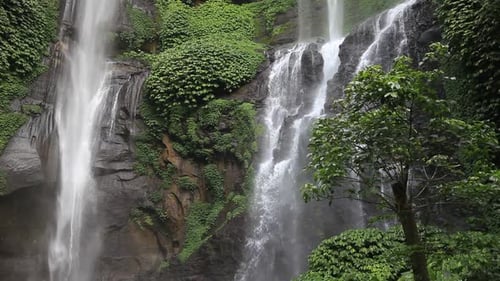 Beautiful Waterfall in Tropical Forest in Bali Indonesia