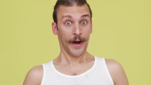 Man Looks Surprised in Close Up