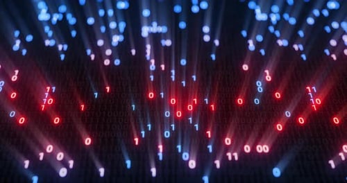 Hacking digital binary code matrix 01 background loop.