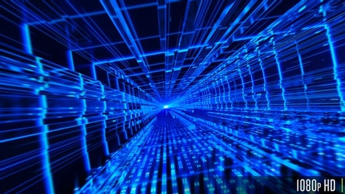 Cyberspace Concept of a Server Hallway Filled with Data Technology