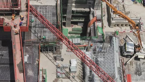 4k timelapse of Aerial view of working Construction site Large construction site