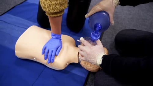 CPR Training Demonstration on Medical Dummy