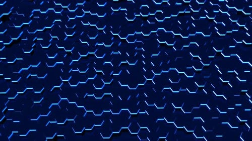 Futuristic Blue Hexagon Grid Tech Background Loop